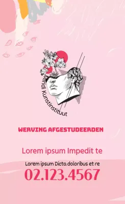 Roze illustratie logo kunst school promotie