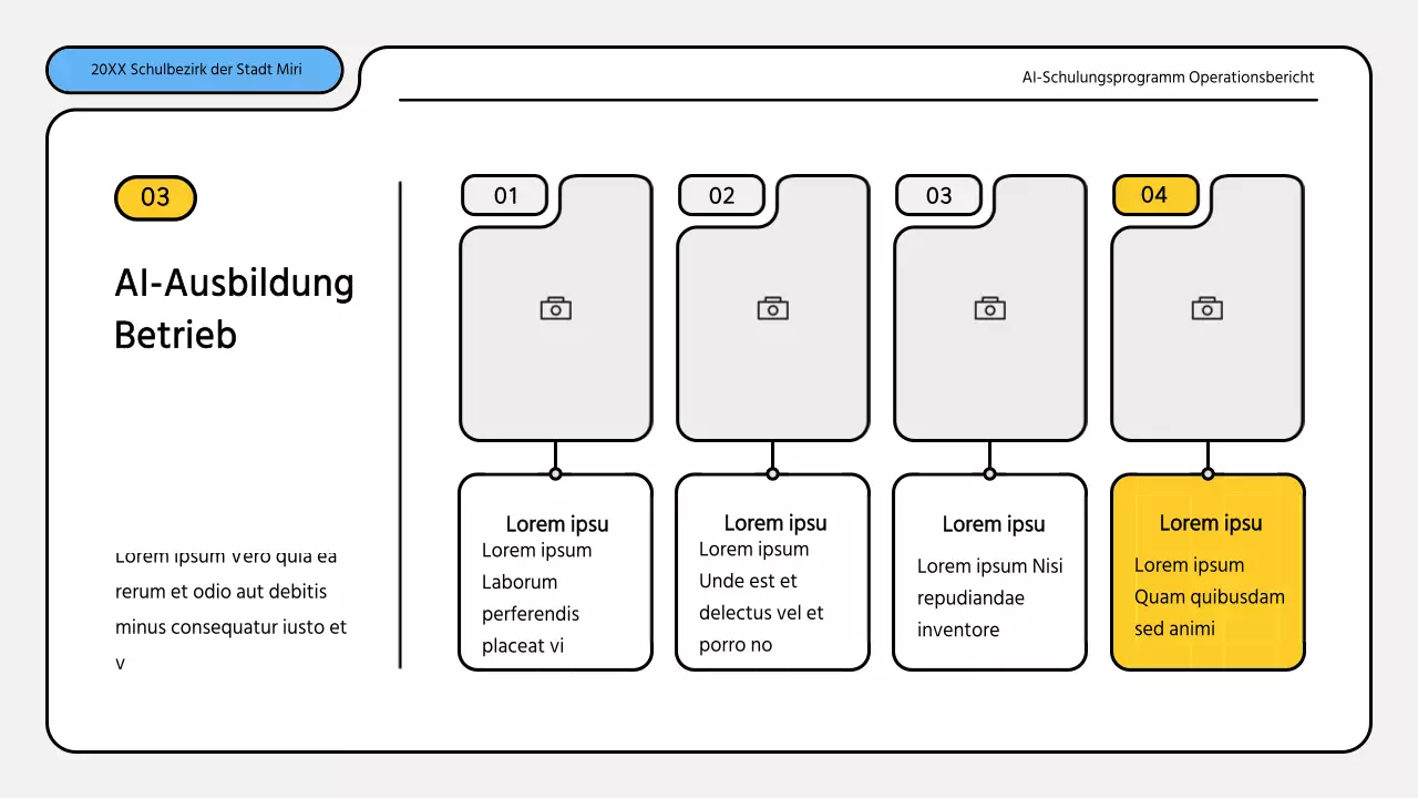 Hübsche blau-gelbe Präsentationsmappe für Ausbildungsberichte