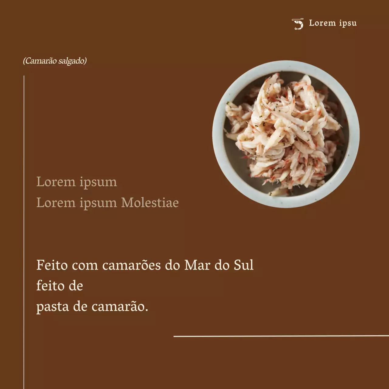 Promover a comida castanha e básica de camarão jerk