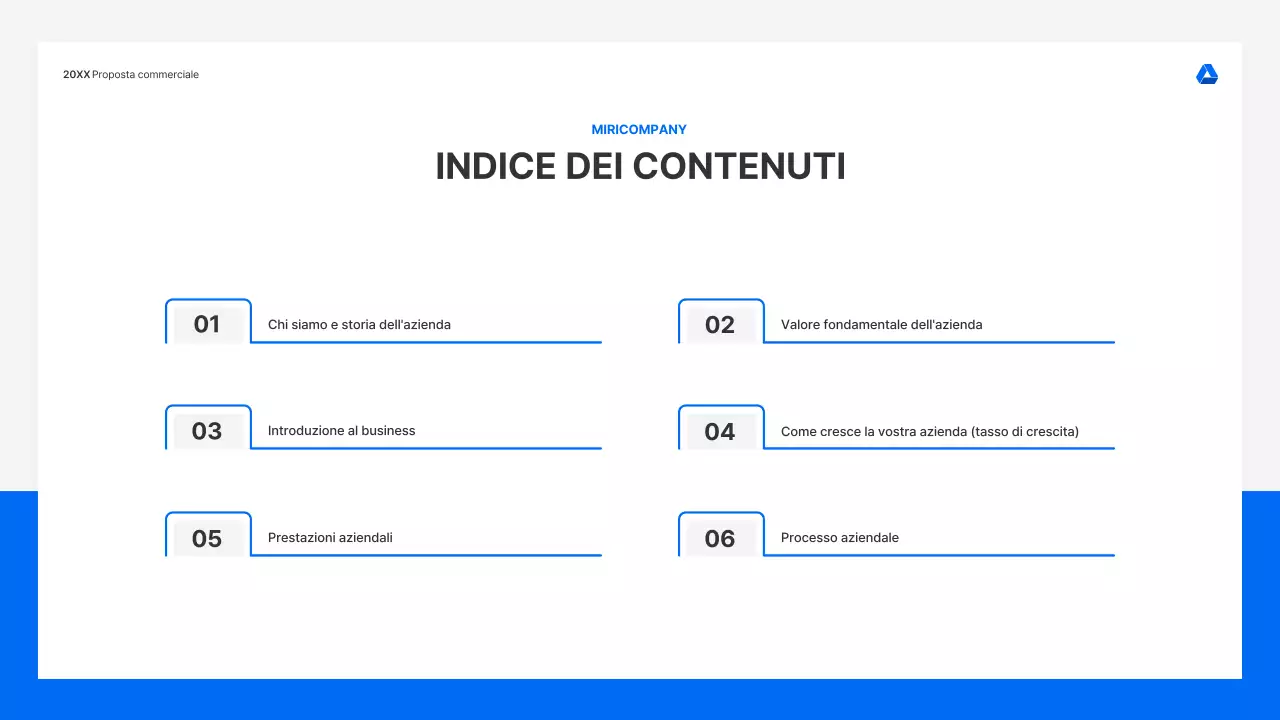 Kit di presentazione di proposte commerciali pulito e intuitivo in blu e grigio chiaro