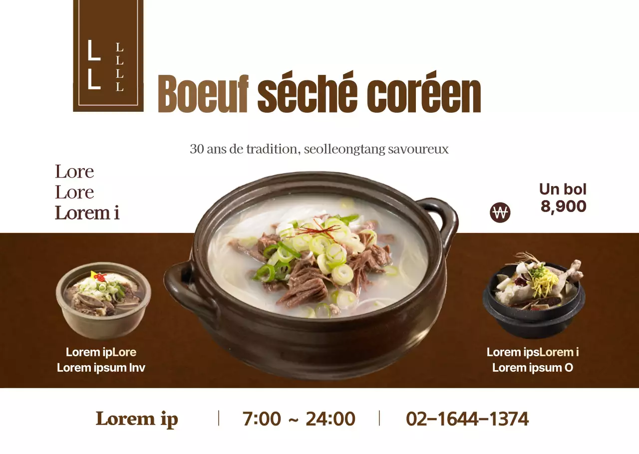 Menu coréen seolleongtang de base