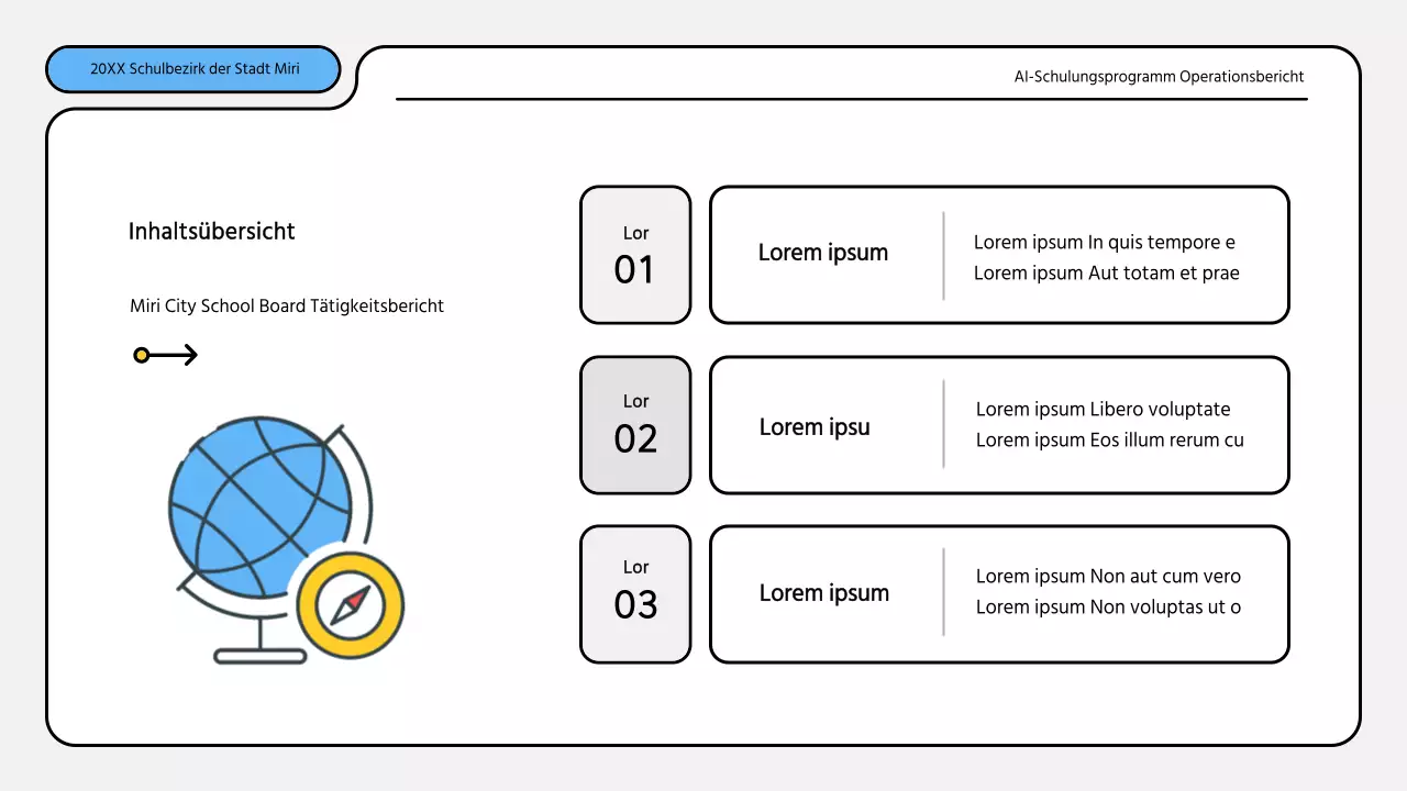 Hübsche blau-gelbe Präsentationsmappe für Ausbildungsberichte