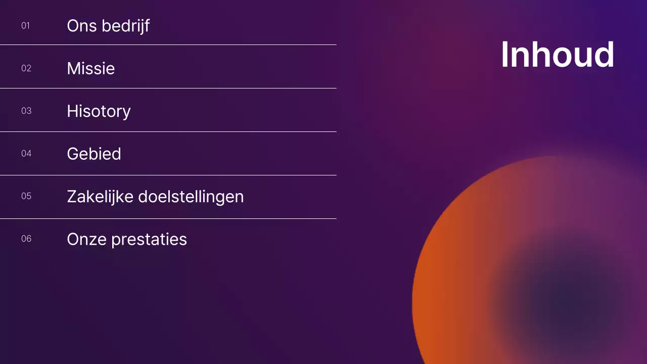 Paars en oranje kleurverloop bedrijfsprofiel