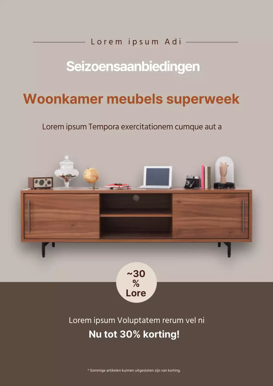 Webposter ter promotie van een evenement voor meubelinterieurs