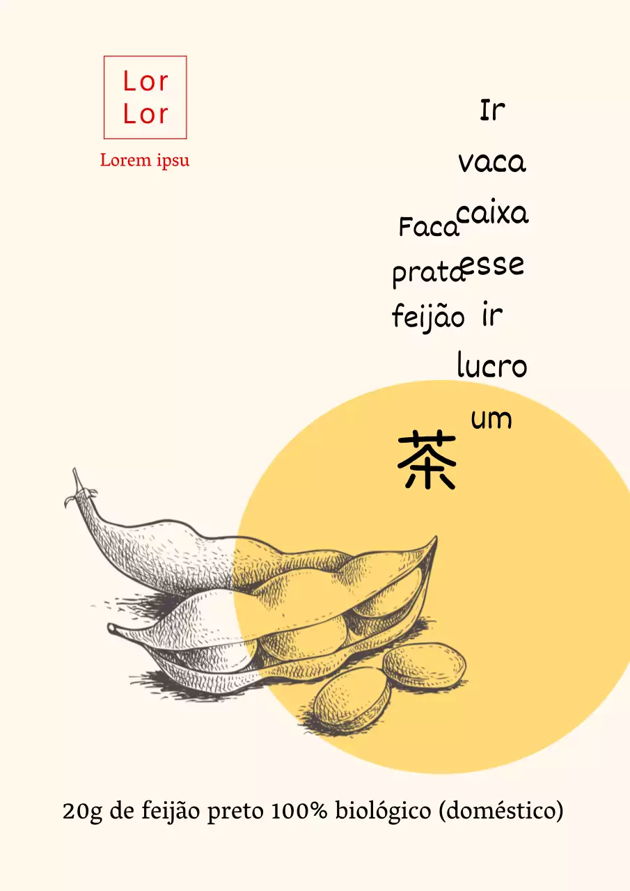 Cartaz de design de rótulo de produto de feijão preto de quinta simples na cor bege