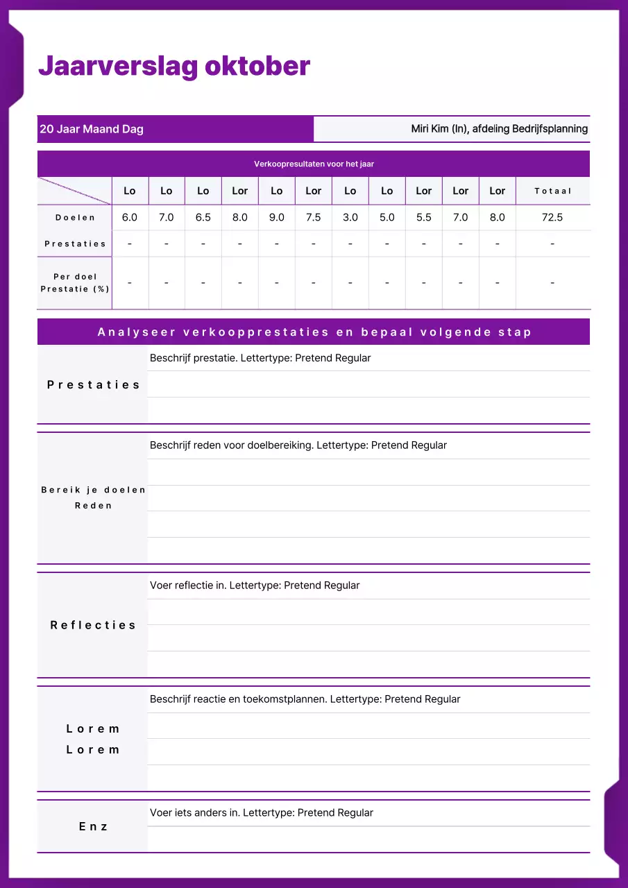 Een eenvoudig jaarverslag in paars en wit