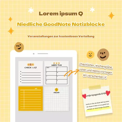 Gelber Notizblock Werbegeschenk Veranstaltungsdetails