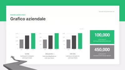 Grafico a barre del concetto di startup in verde e grigio