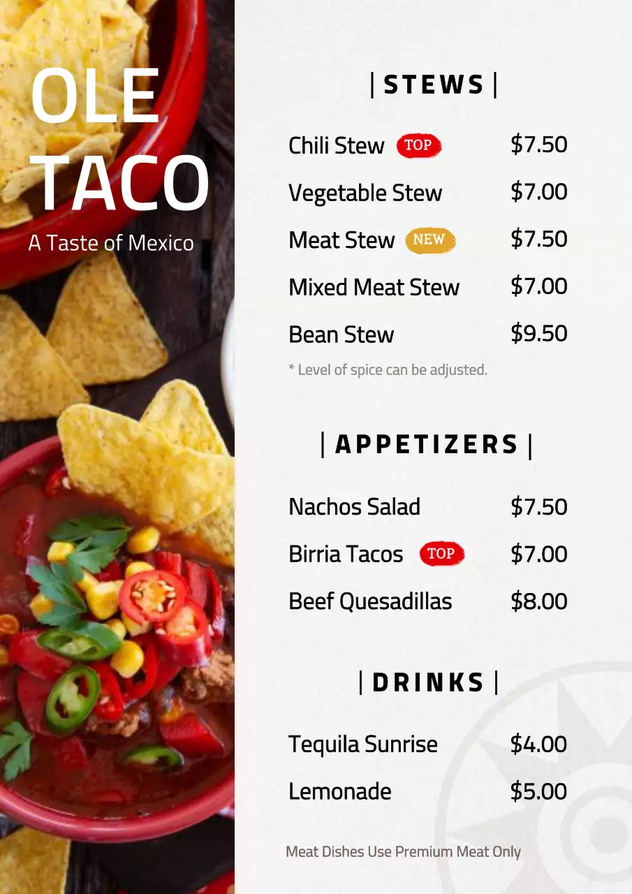 Red Traditional Mexican Menu Poster