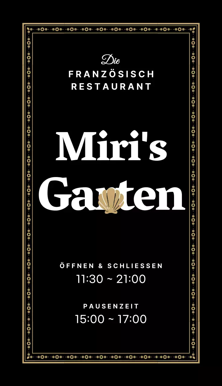 Klassisches Restaurant mit verschnörkelten Rahmen in Schwarzgold