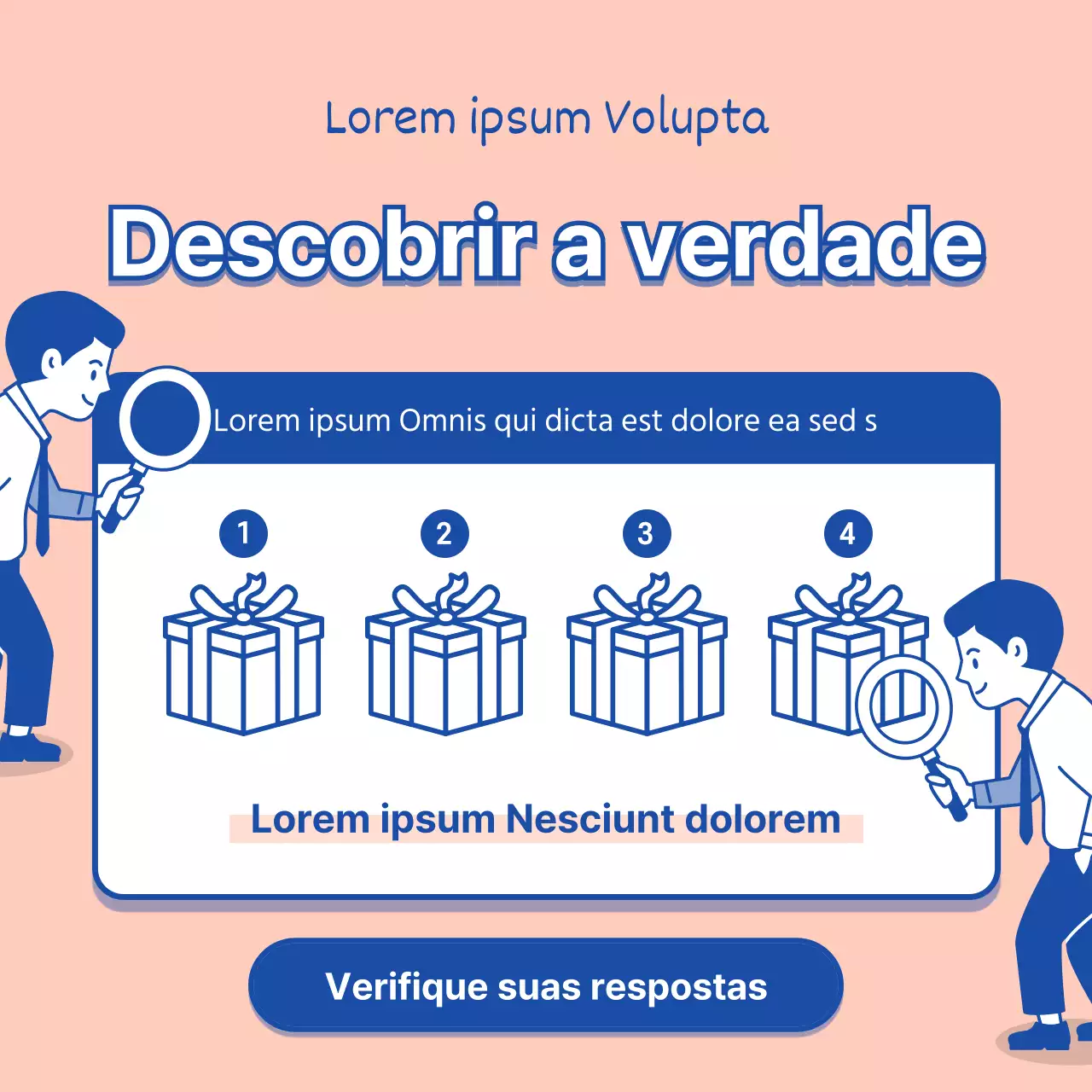Um simples anúncio de perguntas e respostas sobre o Dia da Mentira, cor-de-rosa e azul
