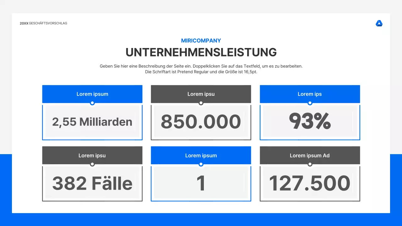 Saubere, intuitive Präsentationsmappe für Geschäftsangebote in Blau und Hellgrau