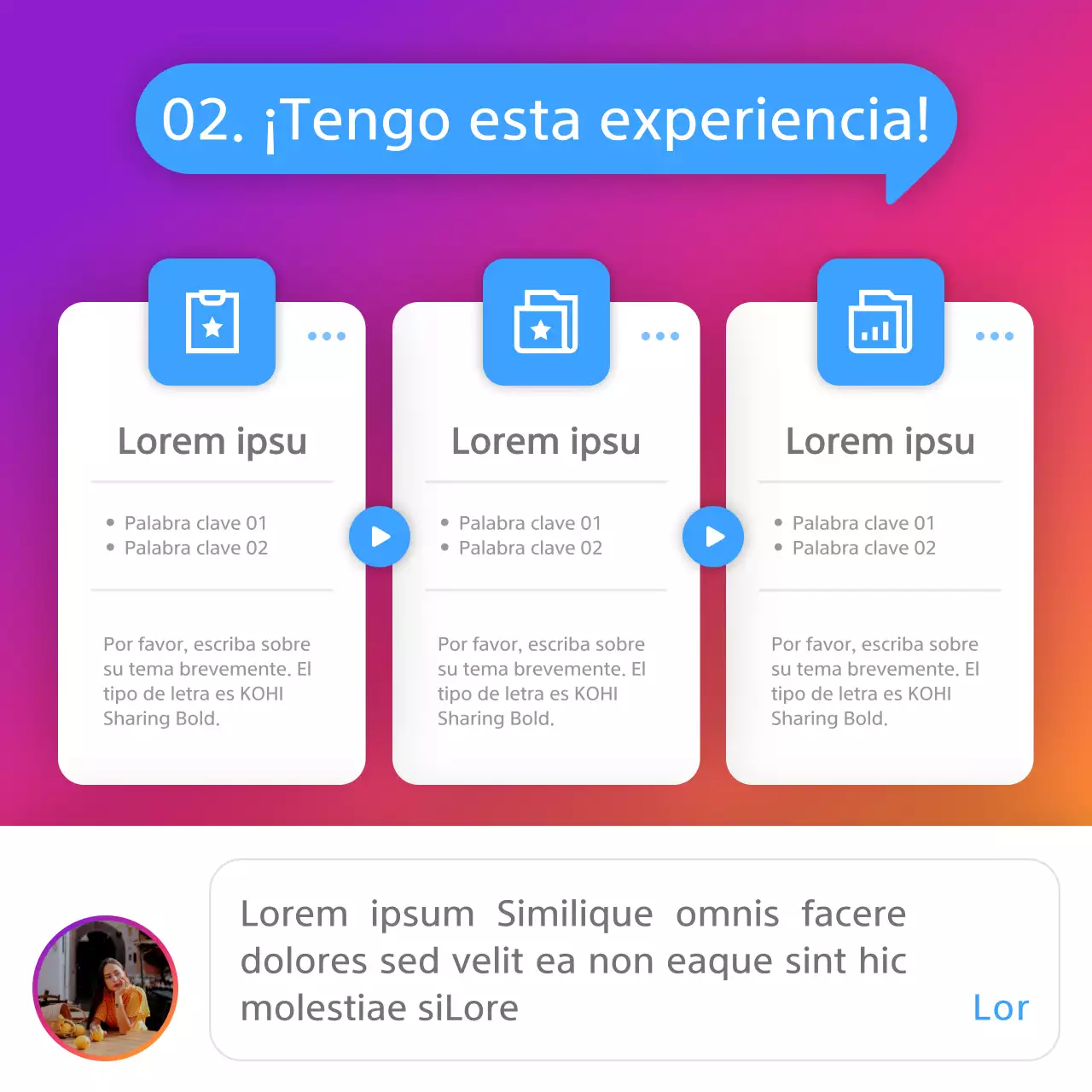 Instagram concepto inanimado bio en degradado púrpura y naranja
