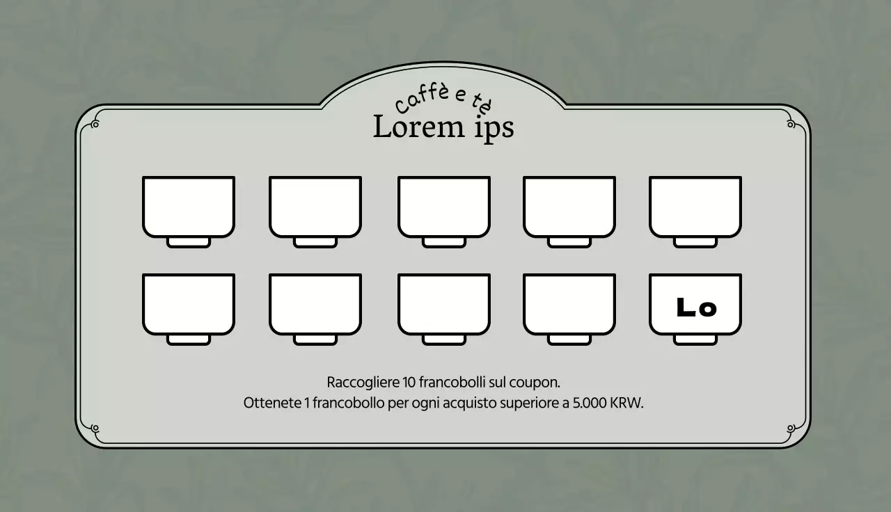 Tè verde grigio illustrato Logo Cafe Coupon