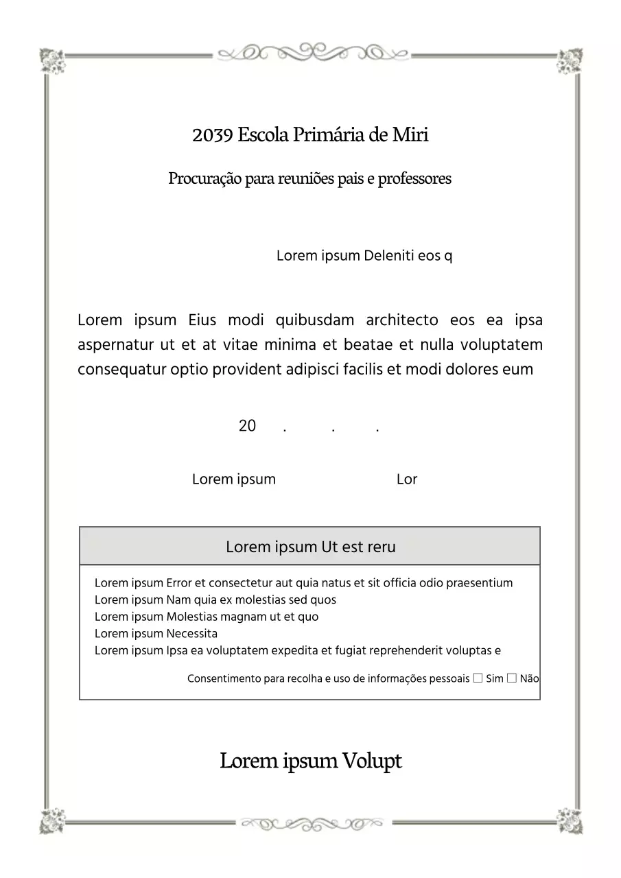 Reunião de pais Formulário de procuração Escritura de retrocesso Sessão de informação aos pais Escola primária Escola secundária