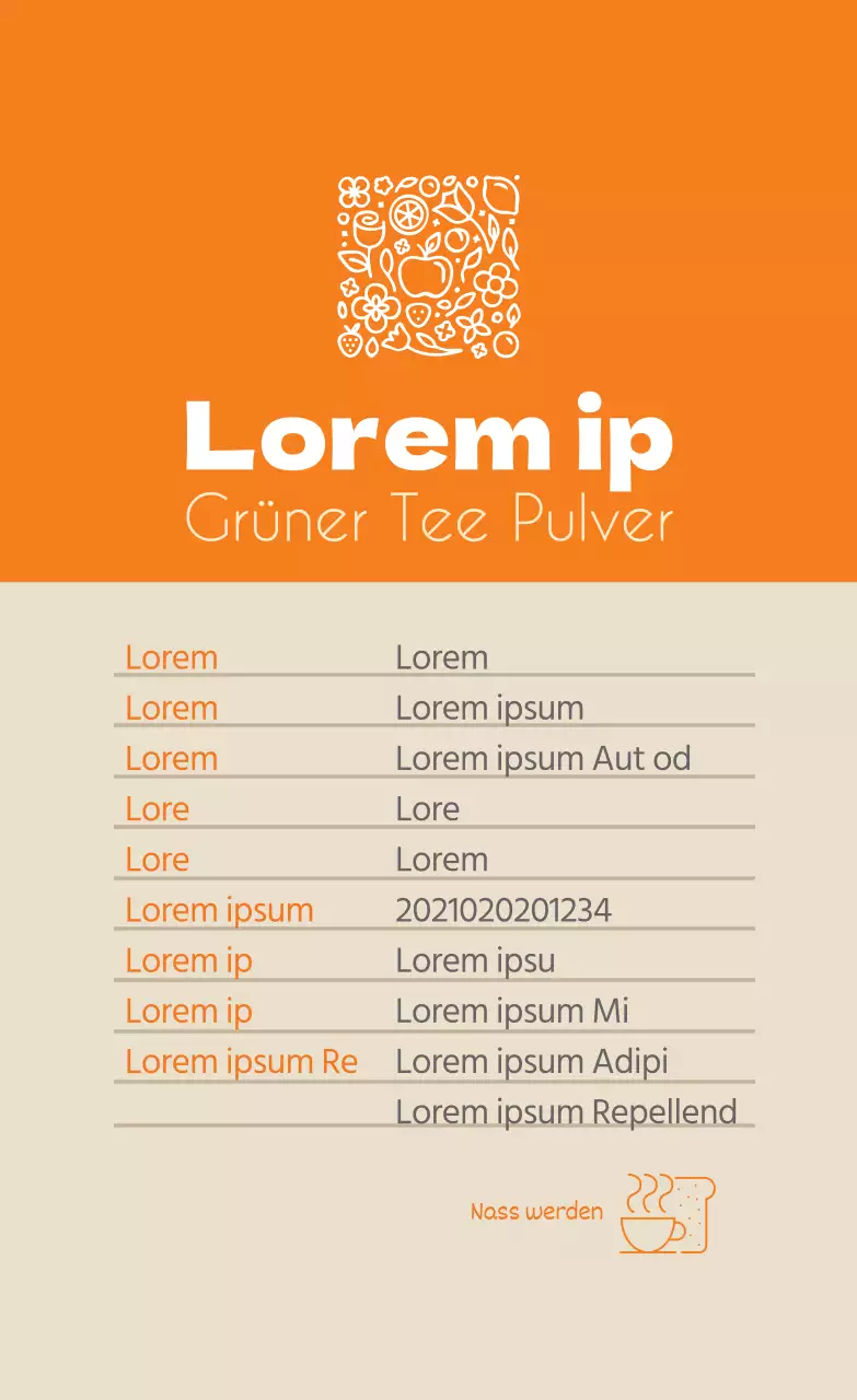 grünes logo saubere lebensmittel grüner tee pulver detail etikett