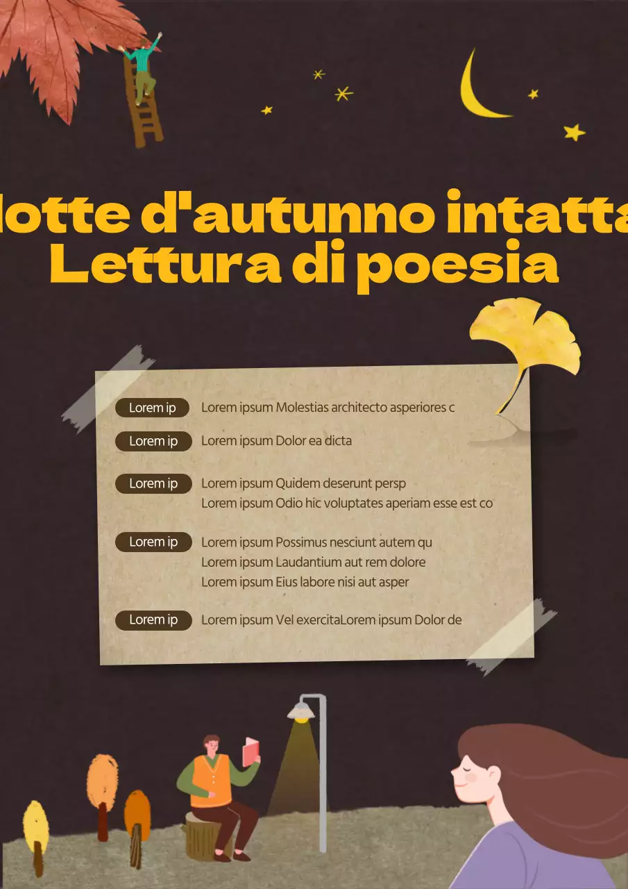 Volantino del concorso di lettura di poesie per la Notte d'Autunno della Biblioteca
