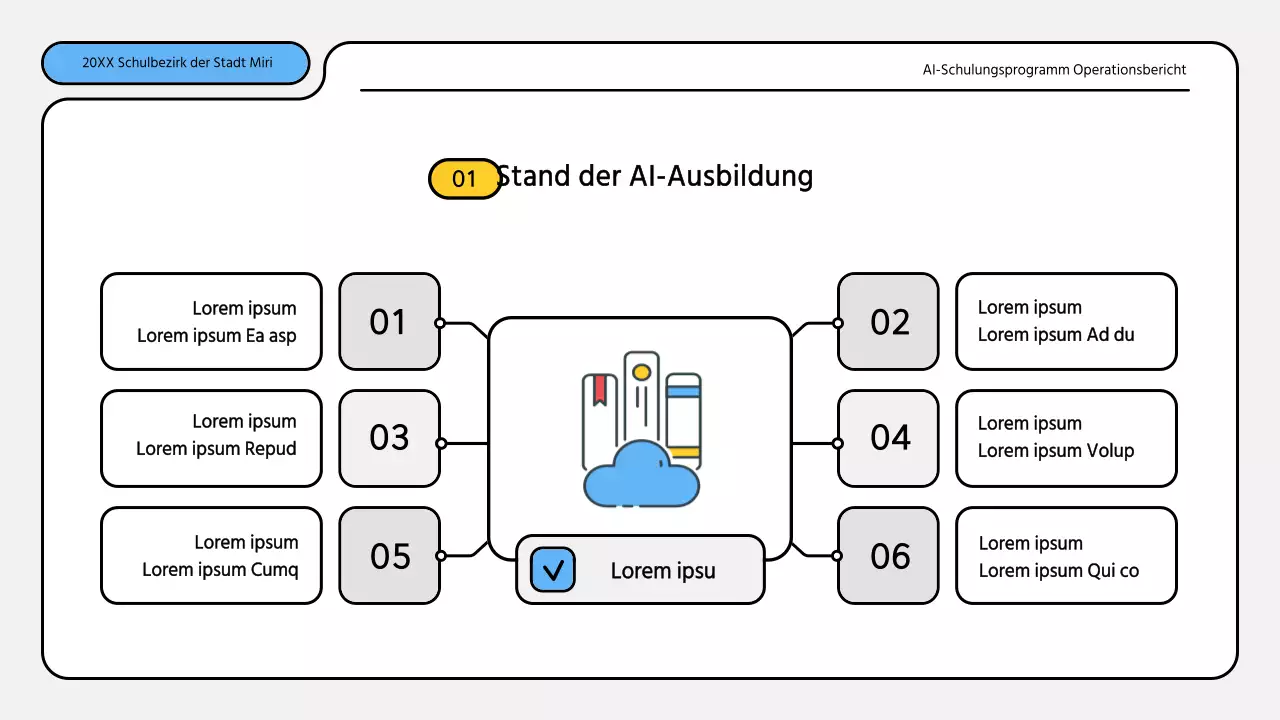 Hübsche blau-gelbe Präsentationsmappe für Ausbildungsberichte