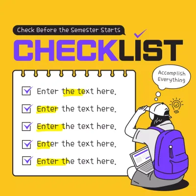 Yellow Minimal Student Checklist Social Media Post