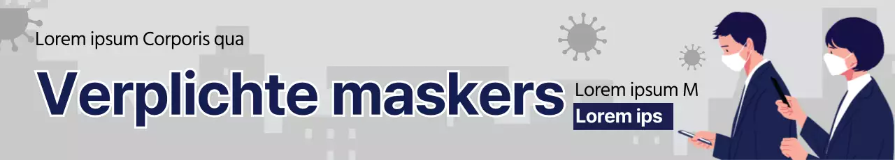 Grijs marineblauw illustratie corona masker draaginstructies