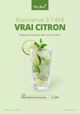 Poster vert d'été de limonade