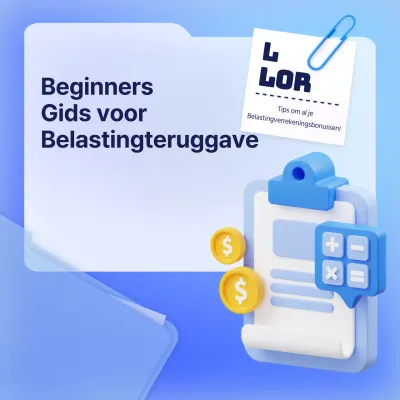 Fiscale jaarafrekengids met hemelkleurig folderconcept