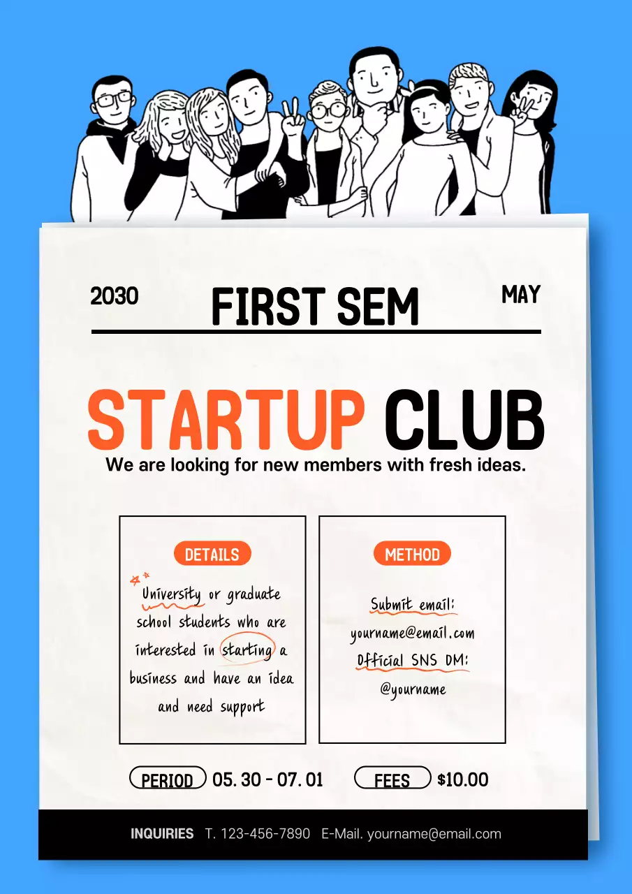 Orange Modern Startup Recruitment Poster