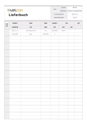Einfache Dokumentation des Lieferbuchs