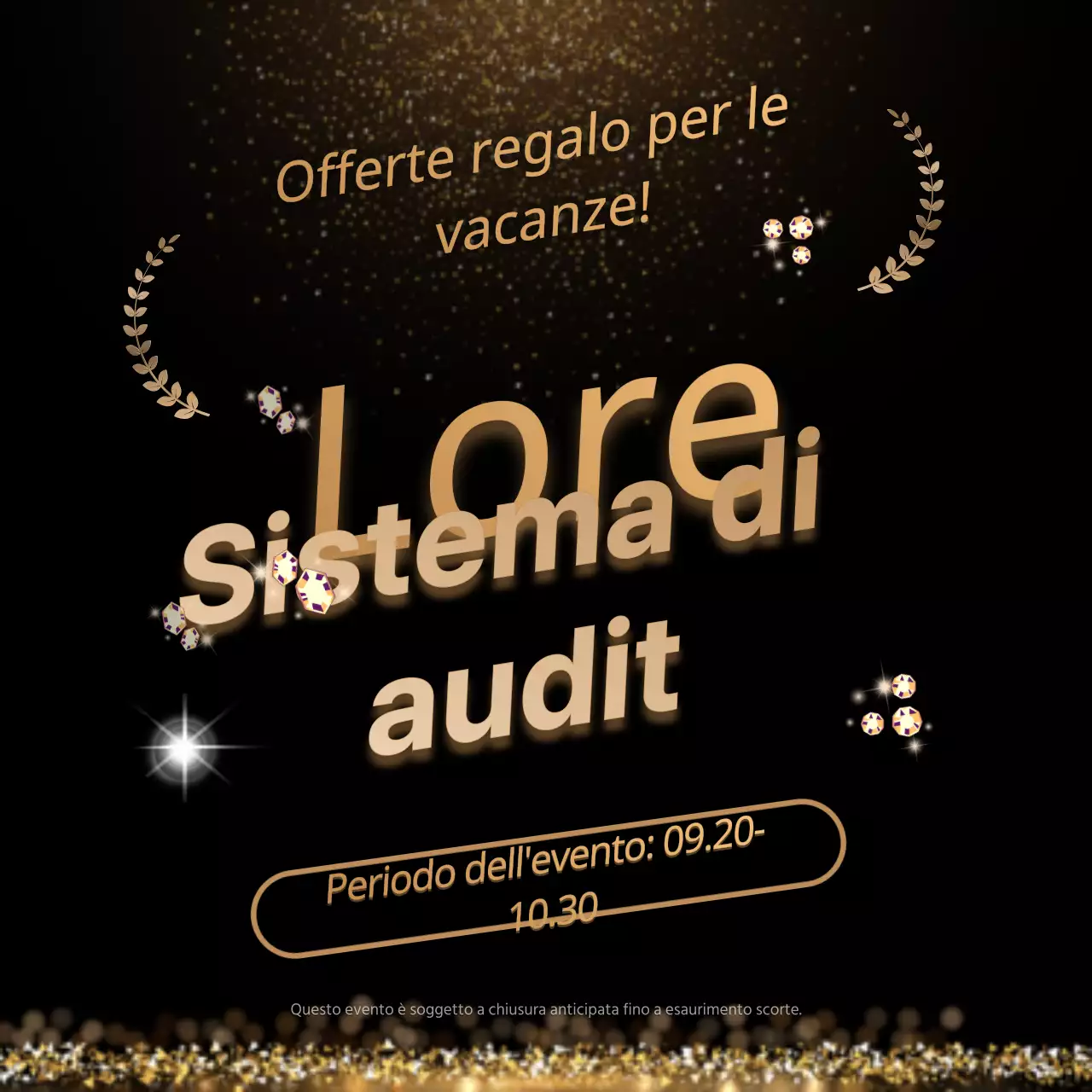 Modello di vacanza testuale in oro