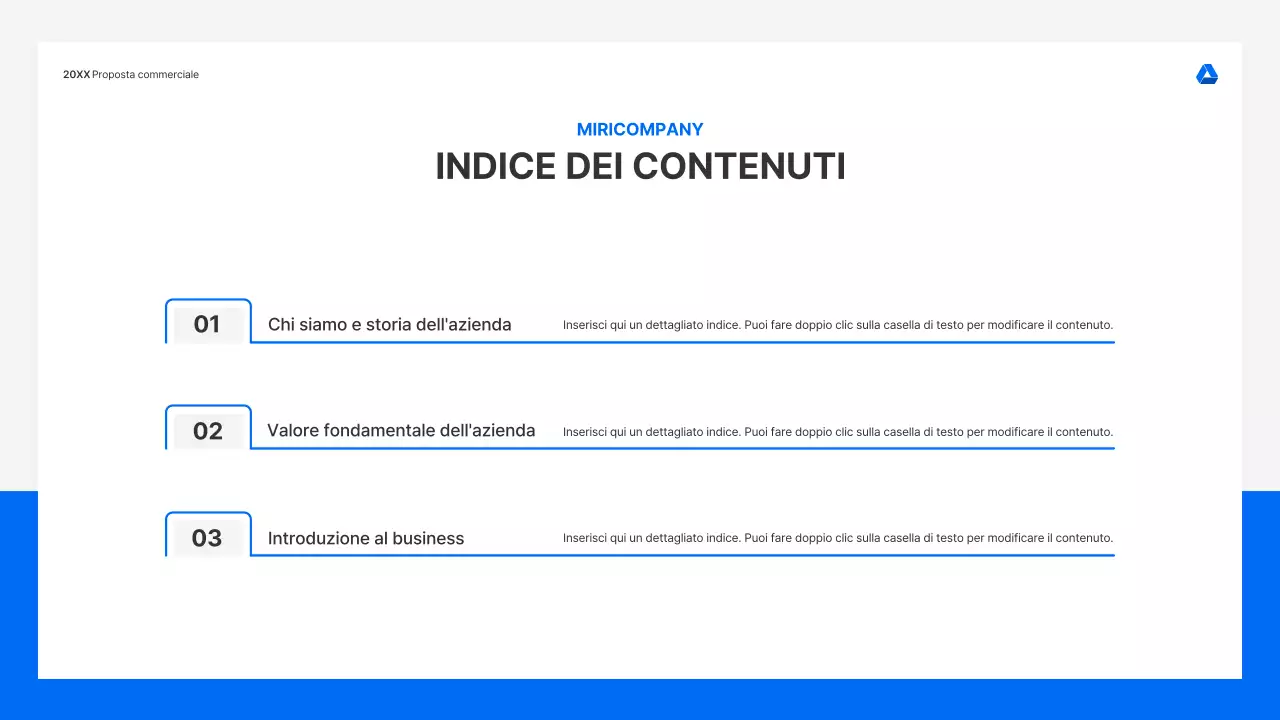 Kit di presentazione di proposte commerciali pulito e intuitivo in blu e grigio chiaro