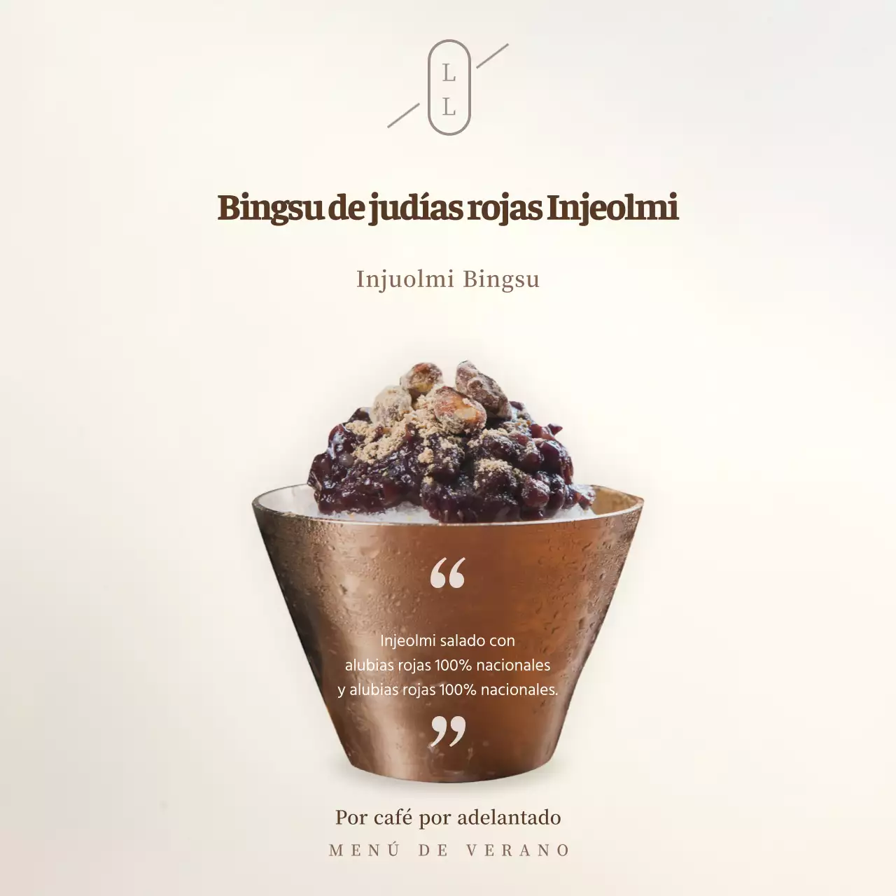 Sencillo menú de café de pasta de judías rojas marrón y beige