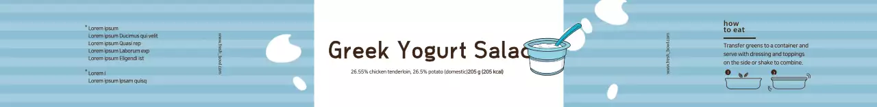 Label salad yoghurt Yunani bergambar biru
