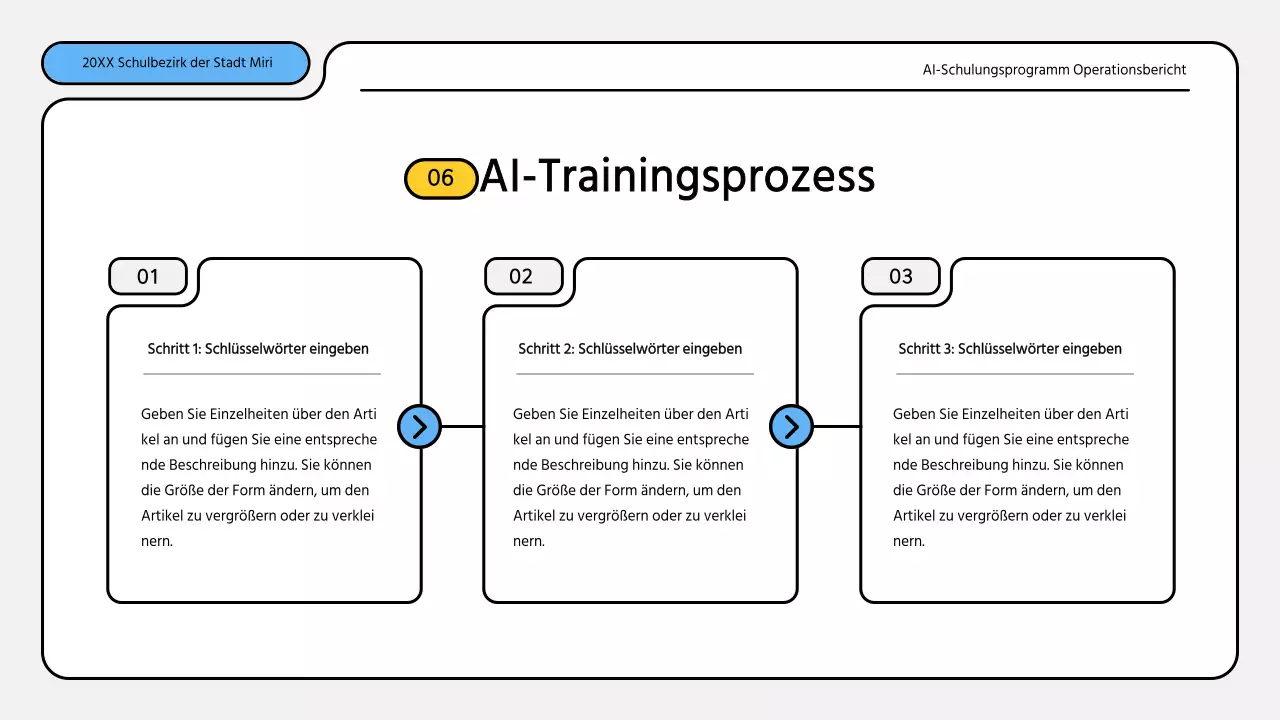 Hübsche blau-gelbe Präsentationsmappe für Ausbildungsberichte
