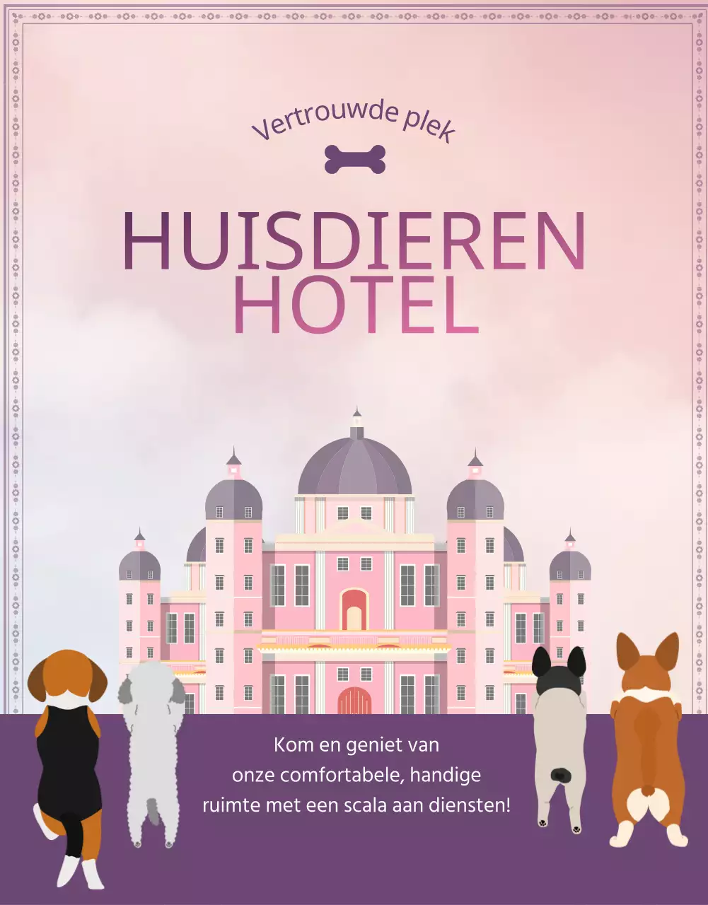 Promoot je dierenhotel in paars en roze