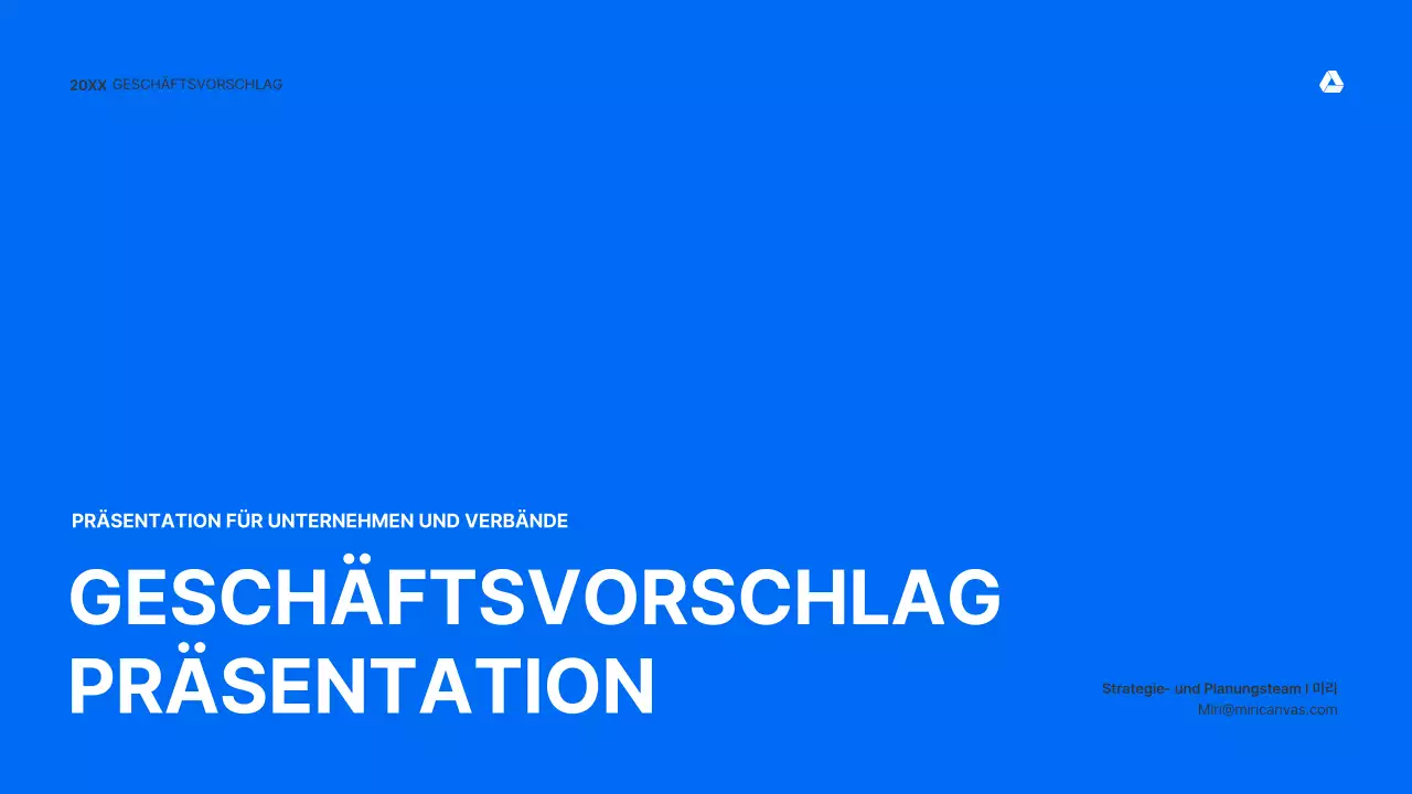 Saubere, intuitive Präsentationsmappe für Geschäftsangebote in Blau und Hellgrau