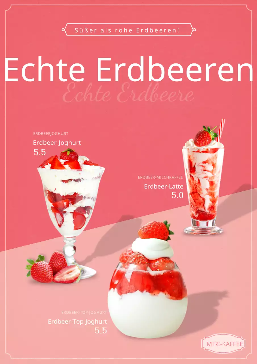 Werben Sie für Ihren rot-rosa Erdbeerjoghurt-Shop
