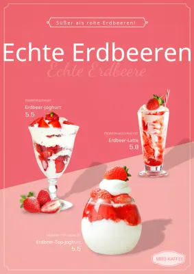 Werben Sie für Ihren rot-rosa Erdbeerjoghurt-Shop