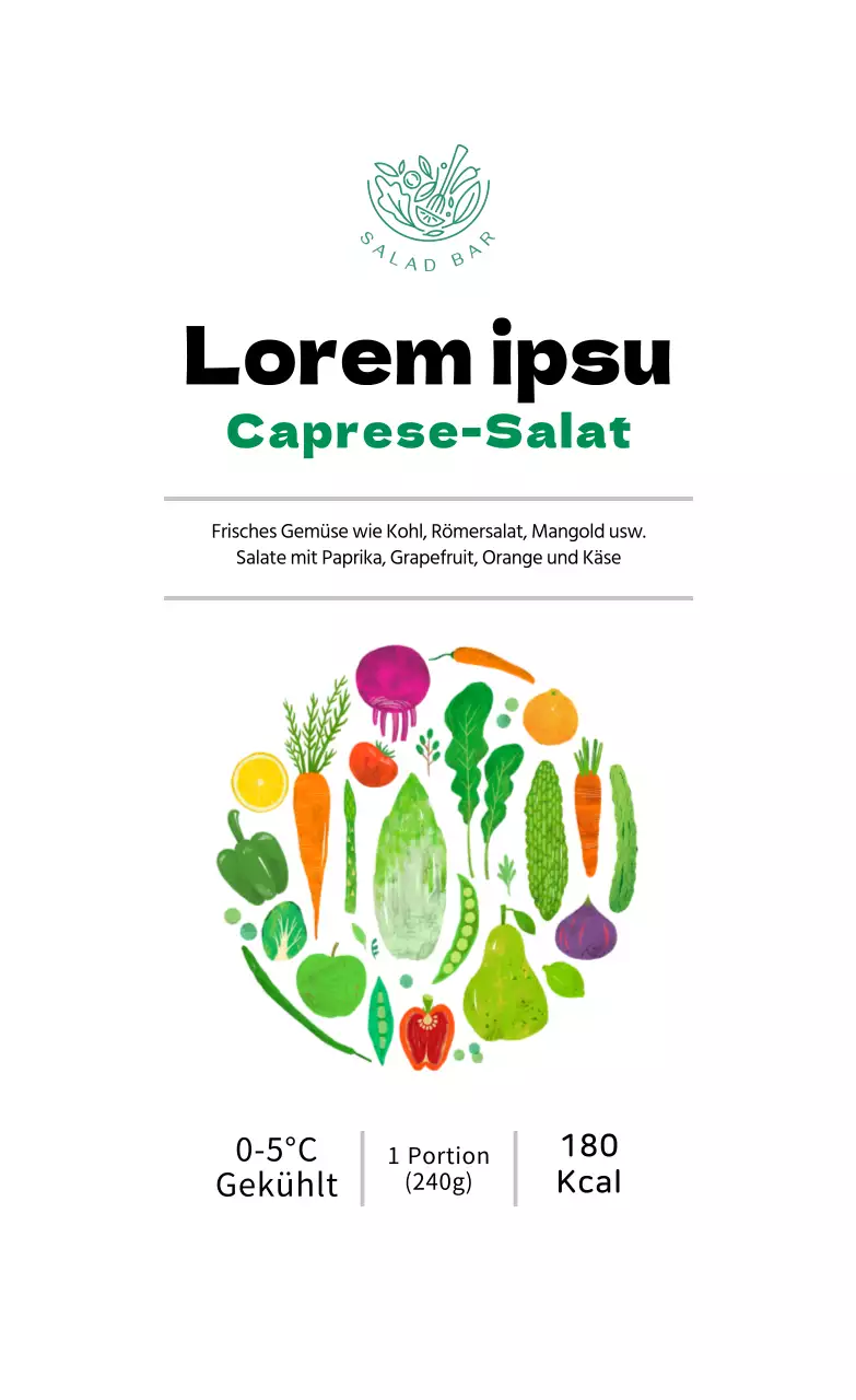 Abstrakte Illustration Salat Lebensmitteletikett