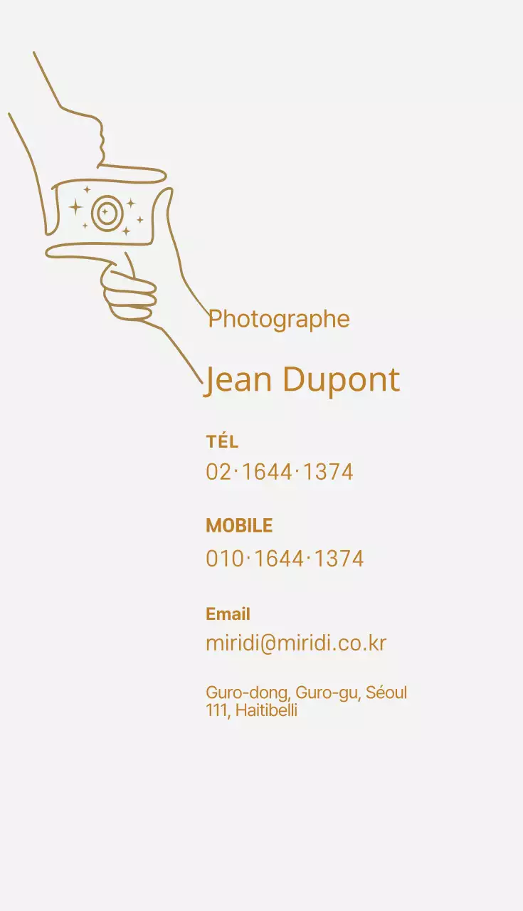 Carte de visite d'un studio de photographie illustrée en gris beige