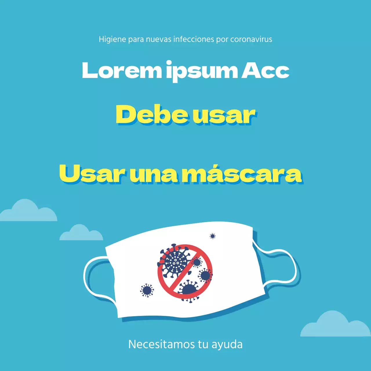 Instrucciones para llevar una máscara azul ilustrada