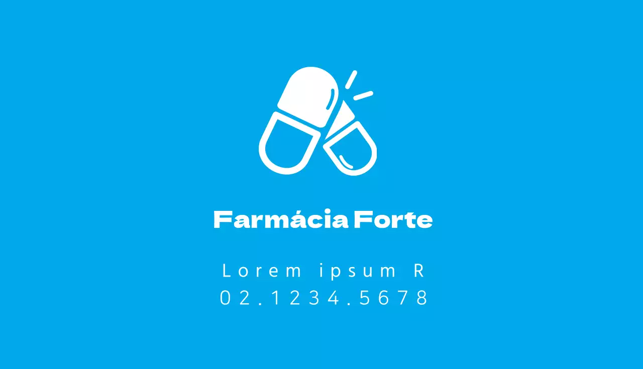 Cartão de visita de farmácia ilustrado em azul claro