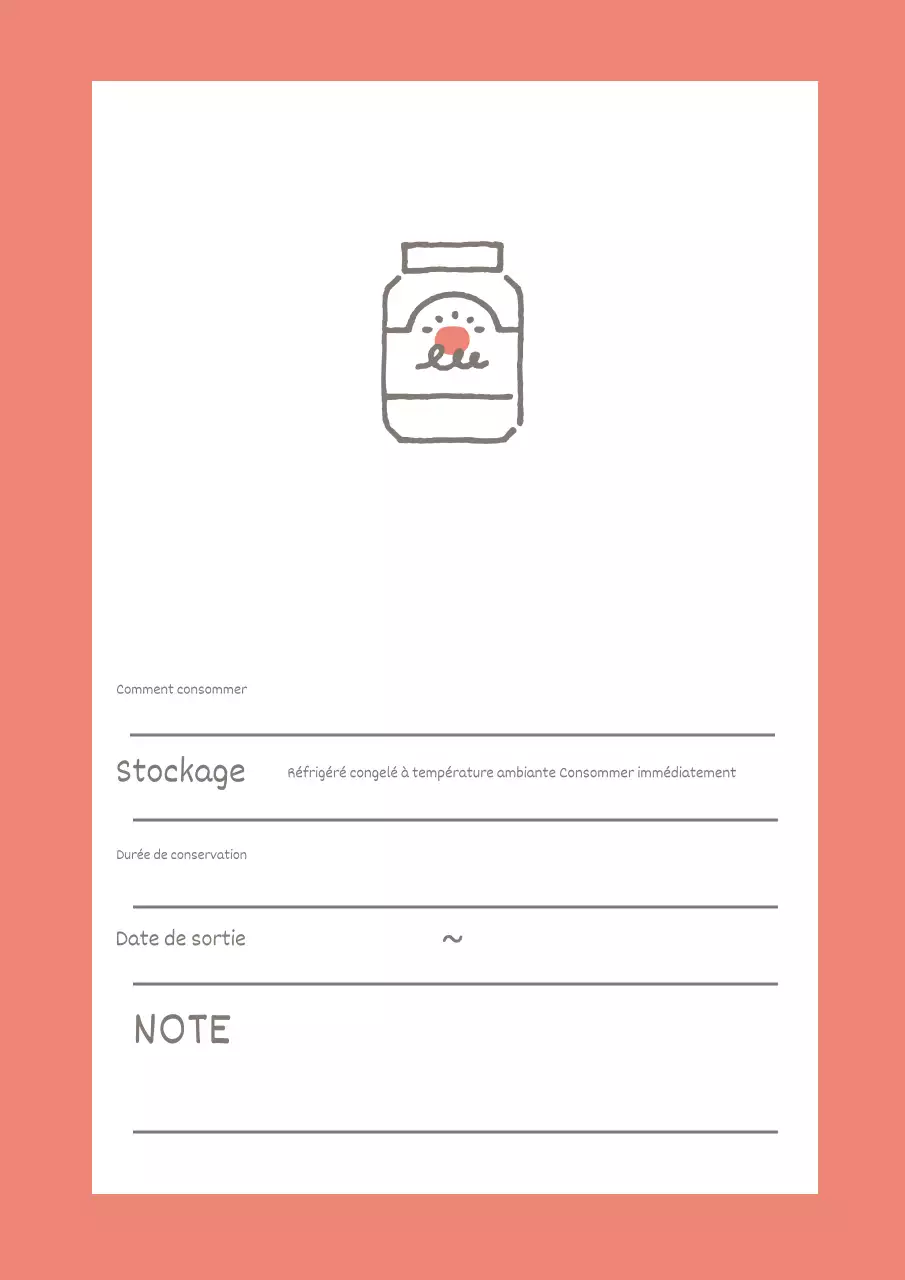 Affiche de notes simples sur le stockage des aliments en rose