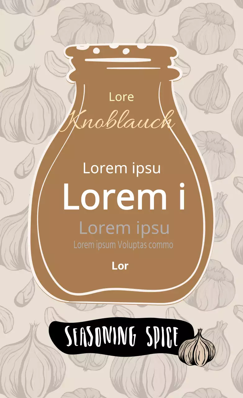 Beige Illustration Muster Vintage Knoblauch Salz Lebensmittel-Etikett