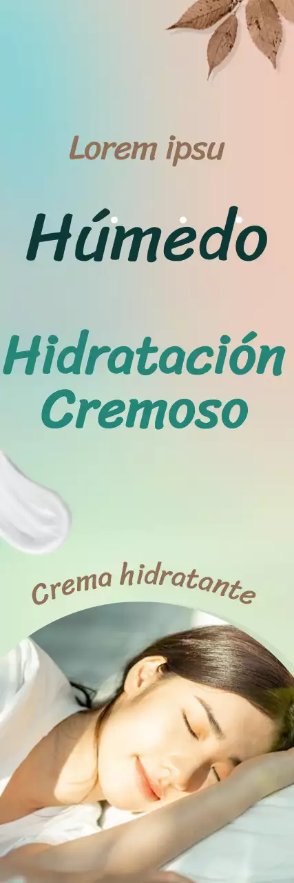 Crema hidratante Autumn mood banner promocional de cosmética en rectángulo vertical marrón y turquesa
