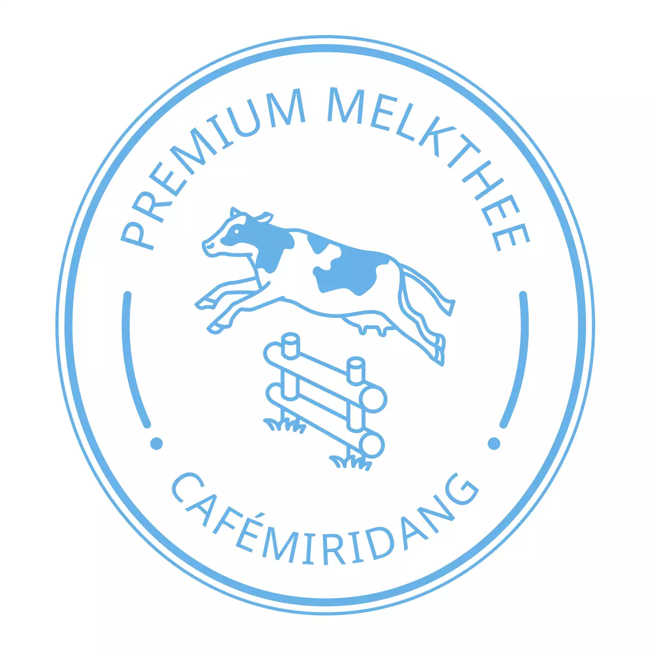 Vintage-stijl melk ranch logo in lichtblauw