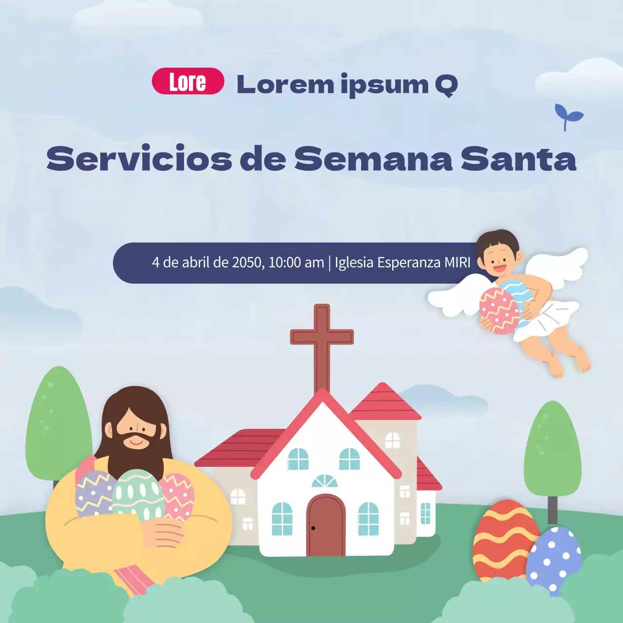 Servicio de Pascua en directo con un simpático concepto ilustrado