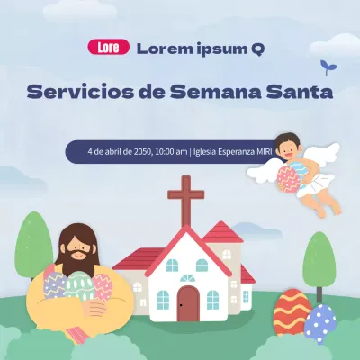 Servicio de Pascua en directo con un simpático concepto ilustrado
