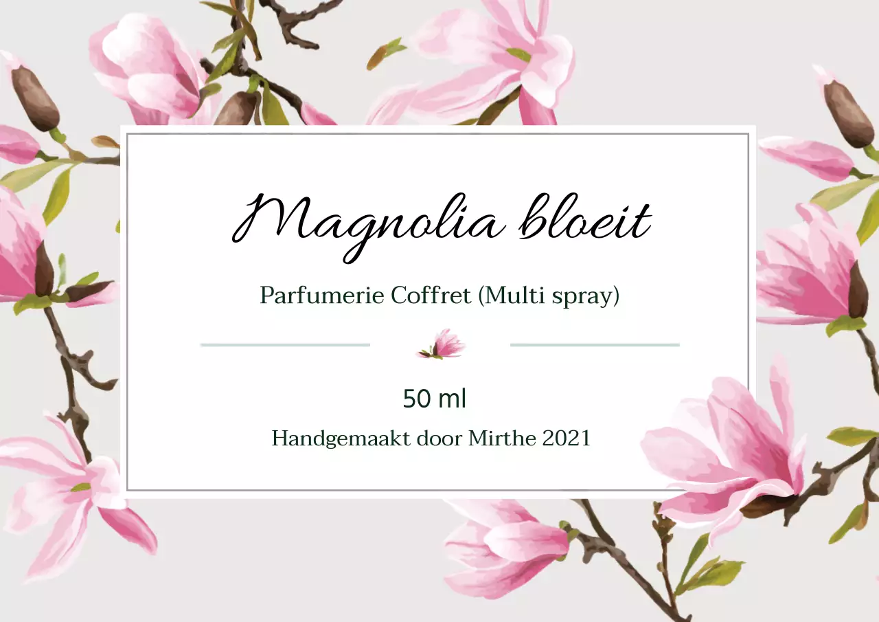 Vintage parfumlabel met grijze illustratie