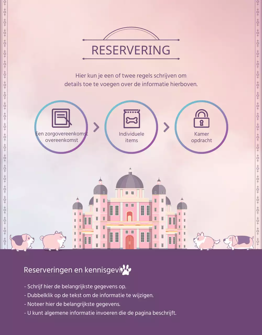 Promoot je dierenhotel in paars en roze