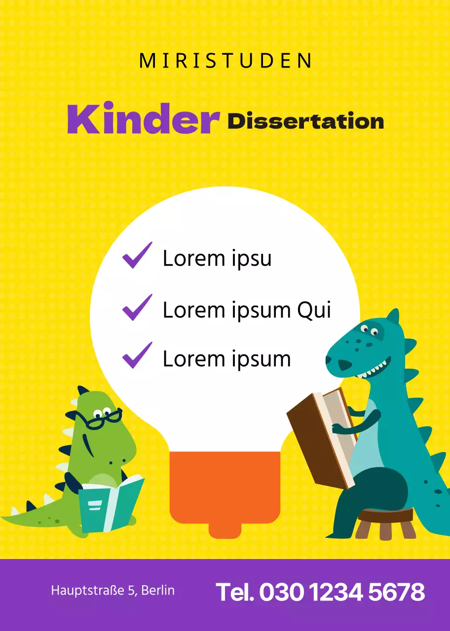 Gelb lila niedlich Dinosaurier Charakter Aufsatz schreiben Schule